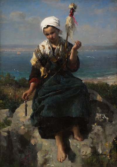 The Flax Spinner by Jules Breton